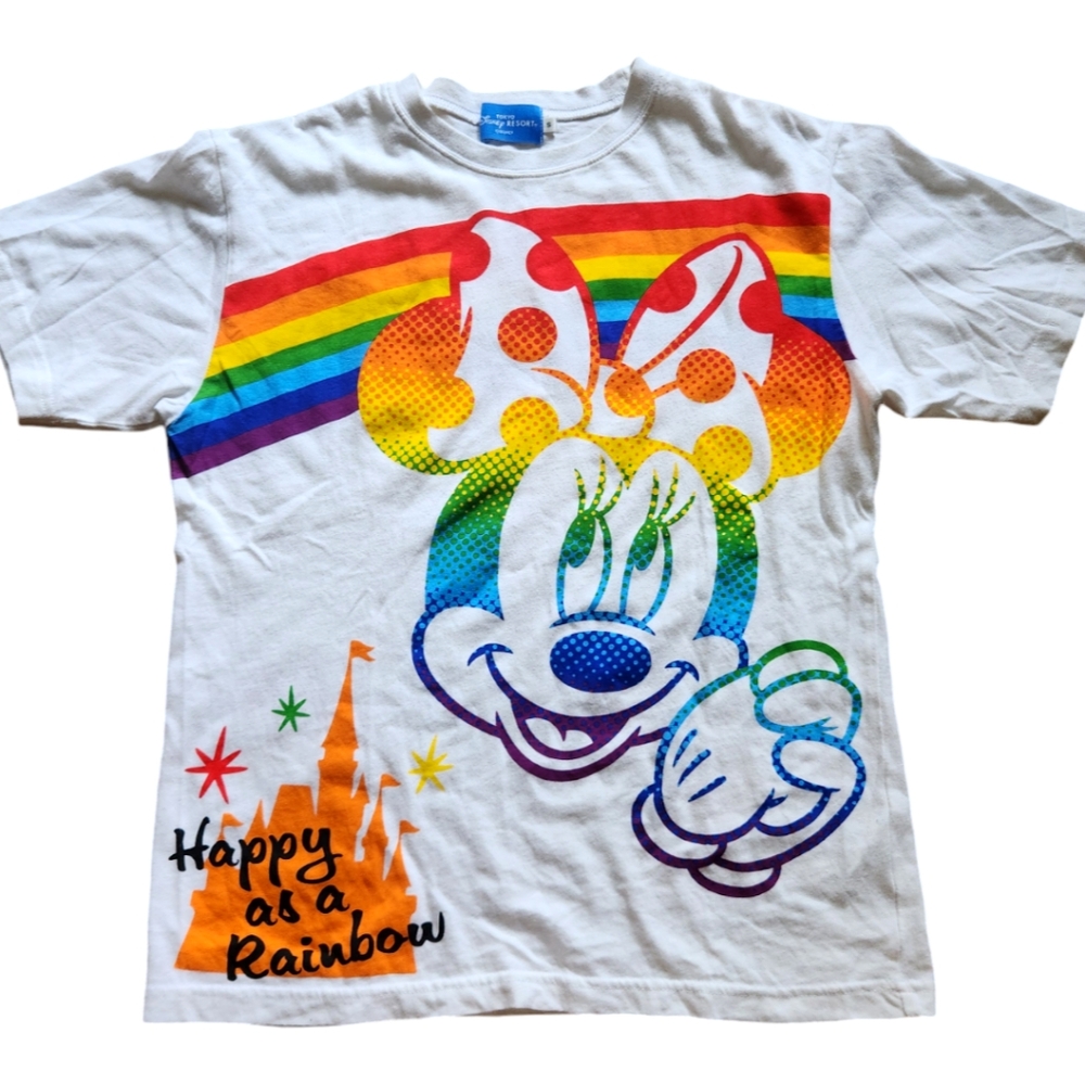 Tokyo Disney Resort T-shirt Minnie Mouse Happy As A Rainbow Size SM Shirt Tee